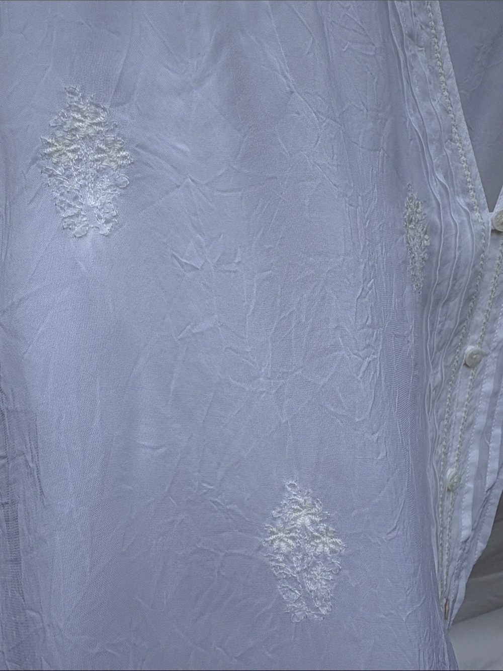 J. Jill White Embroidered Button-Front Tunic - Picture 4 of 10